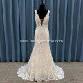 Crystal Design Champagne Prom mermaid lace wedding dress bridal gowns 2021